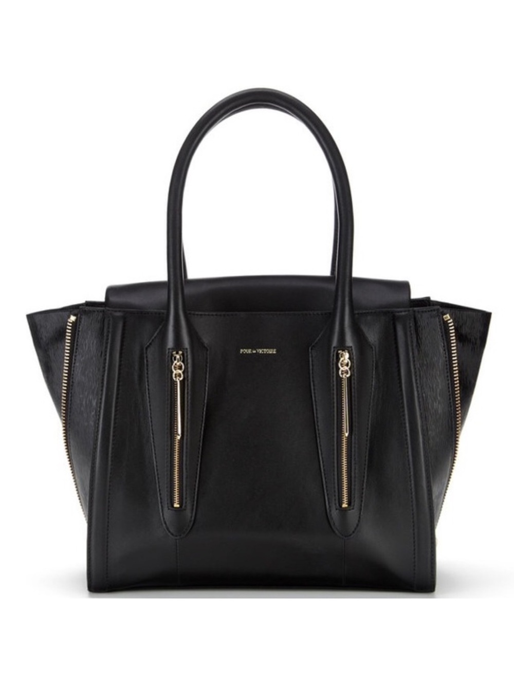Pour La Victoire Riche Leather Tote Bag Structured In Black Medium/Large